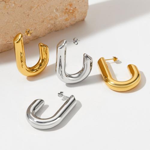 Stainless Steel Stud Earrings 304 Stainless Steel Vacuum Ion Plating fashion jewelry & for woman Sold By Pair