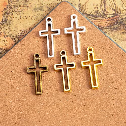 Zinklegering Cross Hangers, Zinc Alloy, Oversteken, plated, DIY & hol, meer kleuren voor de keuze, nikkel, lood en cadmium vrij, 23x11mm, Verkocht door PC