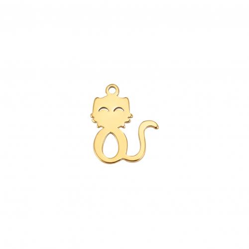 Rustfrit stål Animal Pendler, 304 rustfrit stål, Cat, du kan DIY, flere farver til valg, 13.80x11.20mm, Solgt af PC