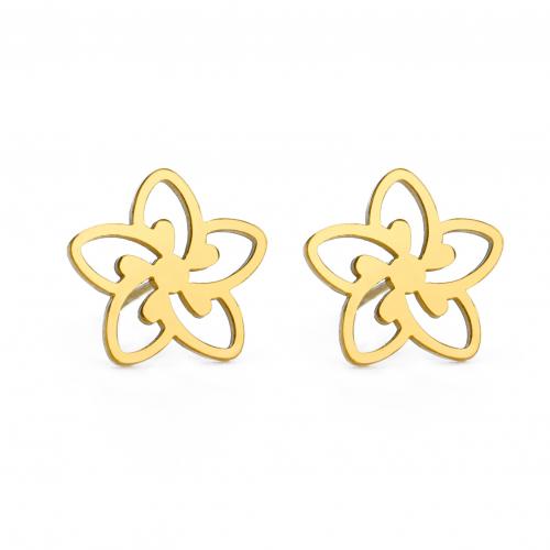 Stainless Steel Stud Earrings 304 Stainless Steel Flower Vacuum Ion Plating fashion jewelry & for woman Sold By Pair