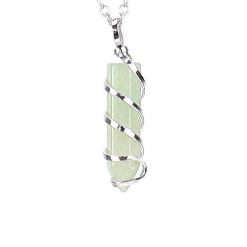 Collar de piedras preciosas joyas, Piedra natural, con fundición & aleación de zinc, Cónico, chapado en color de plata, Joyería & para mujer, más colores para la opción, 8x34mm, longitud aproximado 53 cm, Vendido por UD