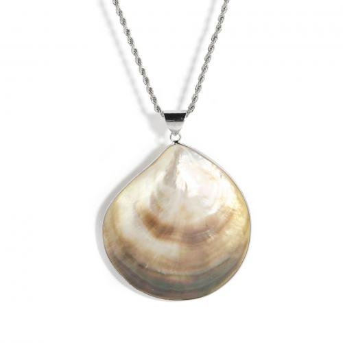 Bhlaosc Necklaces, Shell, le Sinc Alloy, le 6cm slabhra extender, Shell, dath airgid plated, jewelry faisin & do bhean, 58x64mm, Fad Thart 59 cm, Díolta De réir PC