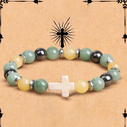 Gemstone Bracelets Natural Stone Cross & for woman Length 18 cm Sold By PC