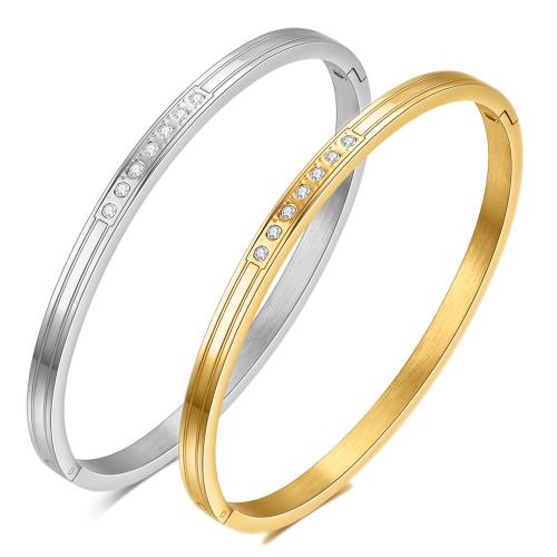 Brazalete del acero inoxidable, acero inoxidable 304, Esférico, chapado, para mujer & con diamantes de imitación, más colores para la opción, Vendido por UD