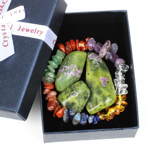 Gemstone Jewelry Sets, Ädelsten, mode smycken, blandade färger, 73x93mm, Säljs av Box