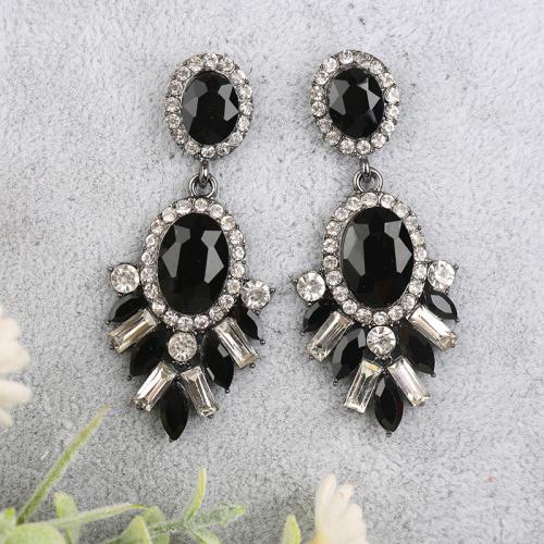 Pendientes de Aleación de Zinc, con Cristal, chapado, Joyería & con diamantes de imitación, más colores para la opción, libre de níquel, plomo & cadmio, 22x53mm, Vendido por Par