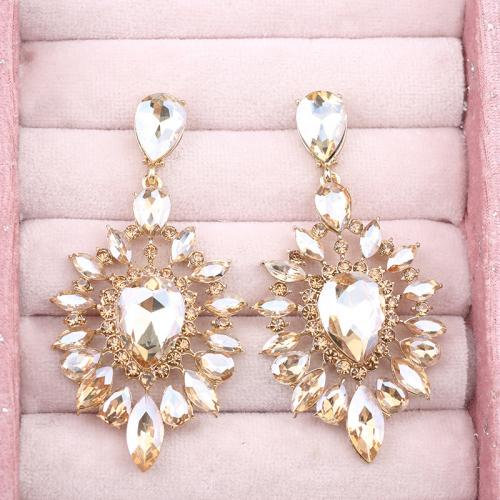 Zinc Alloy Drop Earrings with Crystal plated fashion jewelry & with rhinestone nickel lead & cadmium free Sold By Pair