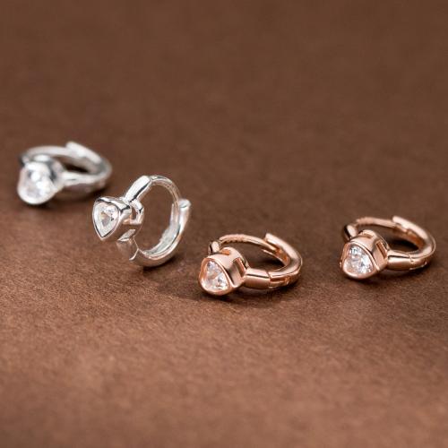 Pendientes de Micro Pavé de Zirconía Cúbica en Plata de Ley, plata de ley 925, chapado, micro arcilla de zirconia cúbica & para mujer, más colores para la opción, The inner diameter of the ear buckle was 0.6 cm, Vendido por Par