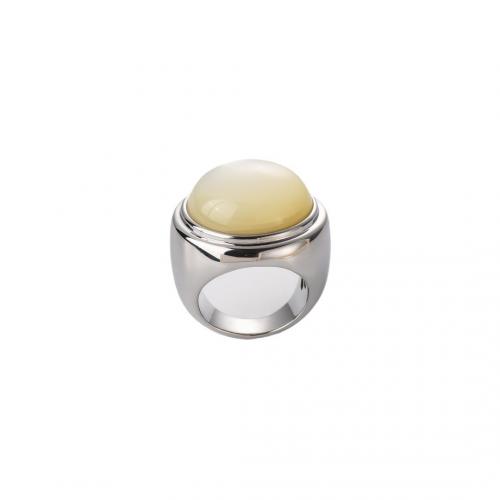 Bague en laiton, avec pierre gemme, Placage, pour femme, argent, Taille:7, Vendu par PC