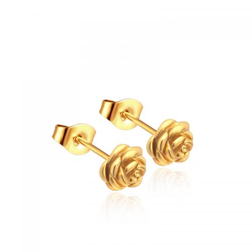 Stainless Steel Stud Earrings 304 Stainless Steel petals plated for woman Sold By Pair