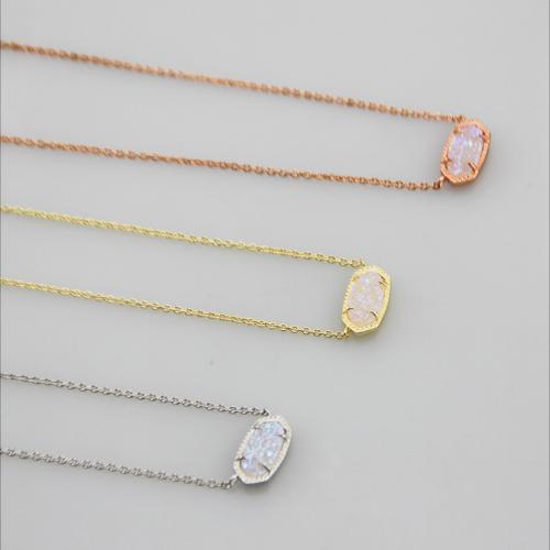 Collier en laiton, avec agate quartz de glace, avec 7CM chaînes de rallonge, Placage, pour femme, plus de couleurs à choisir, Longueur Environ 40 cm, Vendu par PC