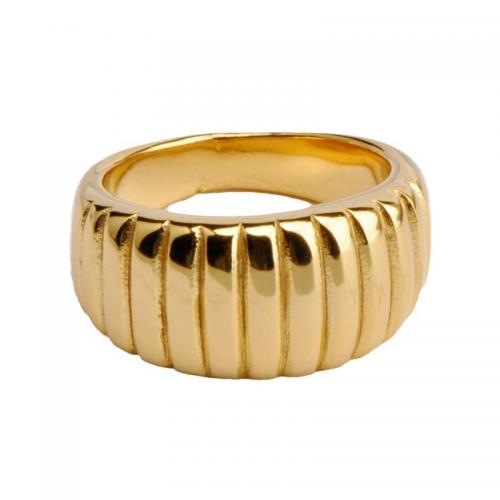 Titanium Steel Finger Ring plated & for woman golden Sold By PC