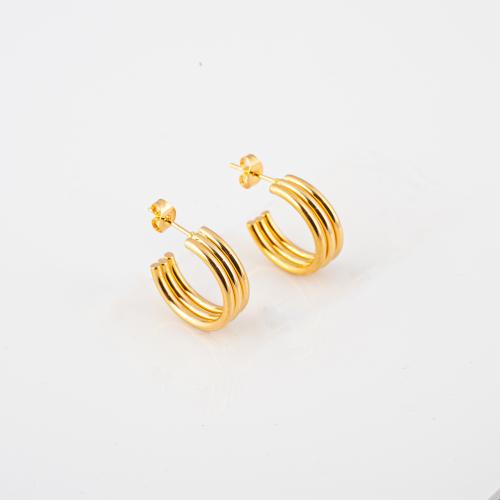 Roestvrij staal Stud Earrings, 304 roestvrij staal, gepolijst, mode sieraden & voor vrouw, gouden, nikkel, lood en cadmium vrij, 20x20x7mm, Verkocht door pair