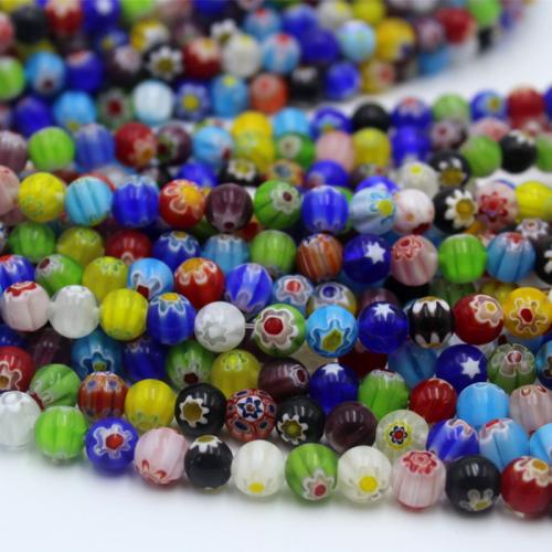 الخرز ميلفيوري شريحة امبورك, Millefiori Lampwork, جولة, ديي & حجم مختلفة للاختيار, الألوان المختلطة, تباع بواسطة حبلا