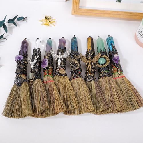 Quartz Decoration with Straw & Zinc Alloy Broom random style Sold By PC