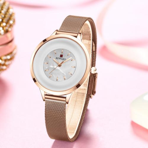 Reloj de Pulsera de Mujeres, Vidrio, con Acero inoxidable 201, Resistente al agua de la vida & Joyería & movimiento japonés & para mujer, más colores para la opción, longitud aproximado 22 cm, Vendido por UD