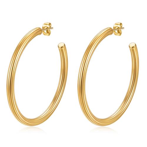 Roestvrij staal Stud Earrings, 304 roestvrij staal, Donut, gold plated, mode sieraden & voor vrouw, meer kleuren voor de keuze, 5x50mm, Verkocht door pair