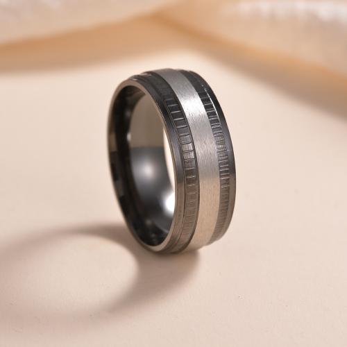 Stainless Steel Finger Ring 304 Stainless Steel fashion jewelry & for man black nickel lead & cadmium free Width 8mm Thickness 2mm Sold By PC