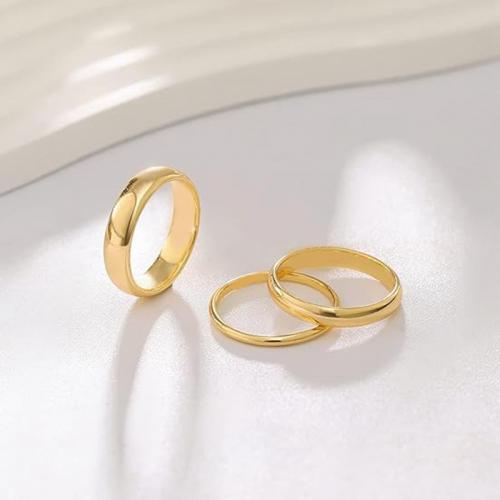 Vinger Ring in edelstaal, 304 roestvrij staal, drie stuks & mode sieraden & verschillende grootte voor keus & voor vrouw, gouden, nikkel, lood en cadmium vrij, Width 2/4/6mm,Thickness 2mm, 3pC's/Stel, Verkocht door Stel