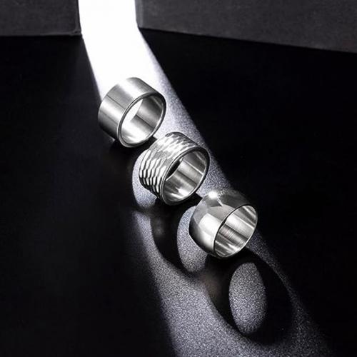 Edelstahl Ringe, 304 Edelstahl, Modeschmuck & unisex & verschiedene Größen vorhanden, keine, frei von Nickel, Blei & Kadmium, Width 12mm,Thickness 2mm, 3PCs/setzen, verkauft von setzen