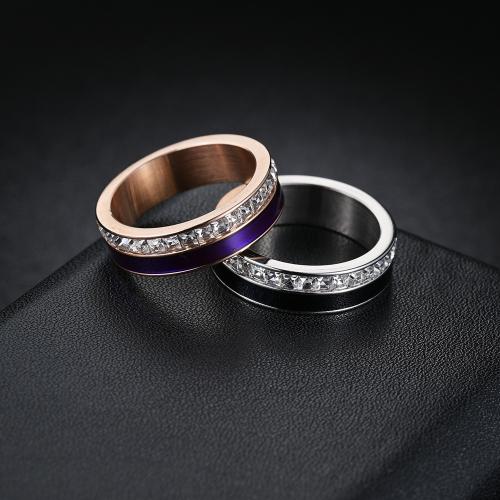 Zirkonia Edelstahl-Finger- Ring, 304 Edelstahl, Modeschmuck & unisex & verschiedene Größen vorhanden & Micro pave Zirkonia, keine, frei von Nickel, Blei & Kadmium, Width 8mm,Thickness 2.2mm, verkauft von PC