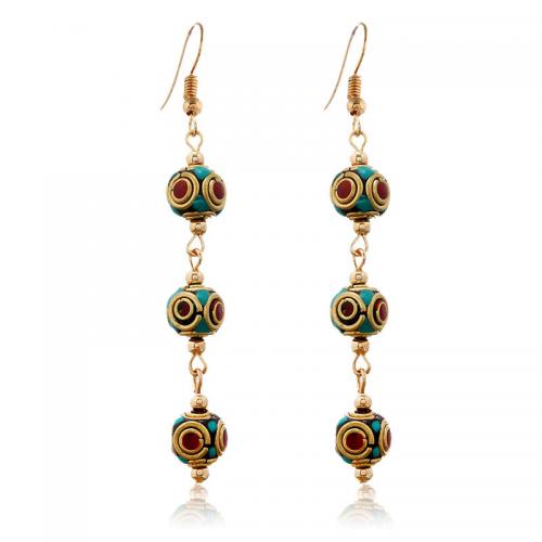 Messing Tropfen Ohrring, mit Lampwork & Zinklegierung, goldfarben plattiert, Folk-Stil & verschiedene Stile für Wahl & für Frau, earring length 10-80mm, verkauft von Paar