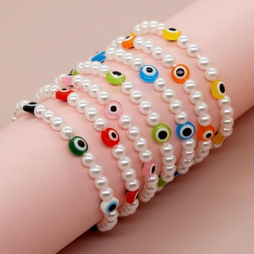 Evil Eye Jewelry Bracelet Plastic Pearl with Acrylic Flat Round fashion jewelry & for woman Inner Approx 60mm Sold By PC