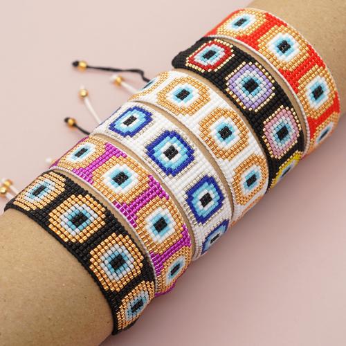 Evil Eye Jewelry Bracelet Seedbead with Knot Cord Adjustable & fashion jewelry & for woman Length Approx 28 cm Sold By PC