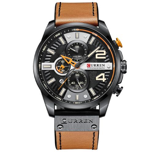 Hommes montre-bracelet, verre, avec Cuir, Résistant à l’eau de vie & bijoux de mode & mouvement chinoise & pour homme, plus de couleurs à choisir, Longueur Environ 25 cm, Vendu par PC