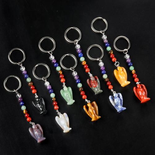 Sleutelhanger, Edelsteen, met Ijzer, Engel, mode sieraden & verschillende materialen voor de keuze, meer kleuren voor de keuze, Verkocht door PC