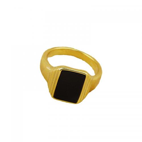 Titanium Steel Finger Ring with Gemstone plated & for woman golden Sold By PC