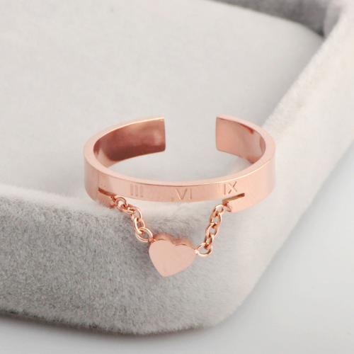 Titanium Steel Finger Ring plated & for woman rose gold color Sold By PC