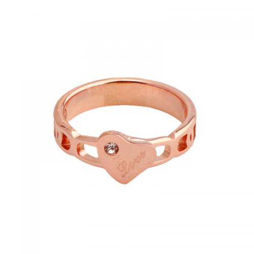 Titanium Steel Finger Ring plated & micro pave cubic zirconia & for woman rose gold color Sold By PC