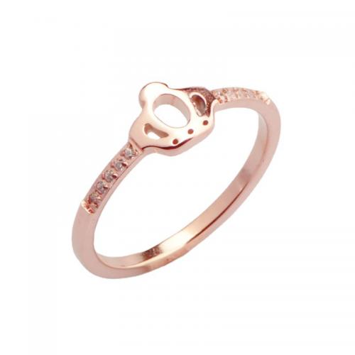 Titanium Steel Finger Ring plated & micro pave cubic zirconia & for woman rose gold color Sold By PC