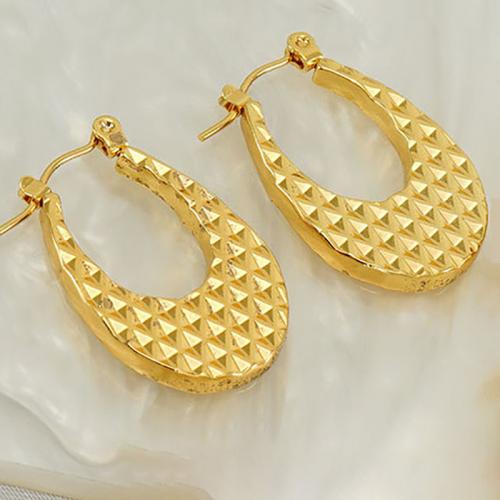 Acier inoxydable Levier Retour Earring, Acier inoxydable 304, Plaqué or 18K, bijoux de mode & pour femme, doré, protéger l'environnement, sans nickel, plomb et cadmium, 28x18mm, Vendu par paire