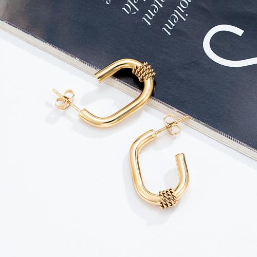 Stainless Steel Stud Earrings 304 Stainless Steel 18K gold plated fashion jewelry & for woman nickel lead & cadmium free Sold By Pair