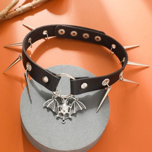 PU Choker naszyjnik, ze Stop cynku, styl punk & różne style do wyboru & dla kobiety, długość około 38.5-39 cm, sprzedane przez PC