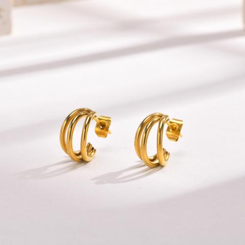 Stainless Steel Stud Earrings 304 Stainless Steel 18K gold plated fashion jewelry & for woman golden Sold By Pair