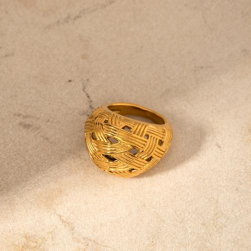 Anillo de dedo de acero inoxidable, acero inoxidable 304, 18K chapado en oro, Joyería & para mujer, dorado, tamaño:7, Vendido por UD