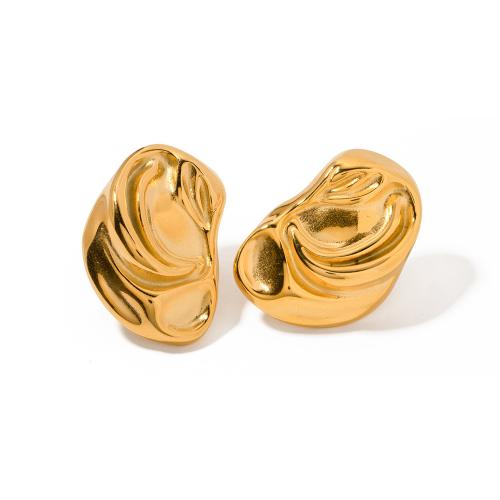 Stainless Steel Stud Earrings 304 Stainless Steel 18K gold plated fashion jewelry & for woman golden Sold By Pair