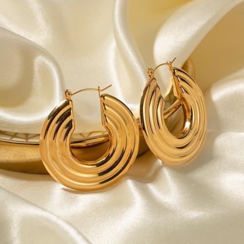 Stainless Steel Lever Terug Earring, 304 roestvrij staal, 18K verguld, mode sieraden & voor vrouw, gouden, 40x41.60mm, Verkocht door pair