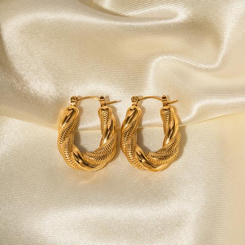 Stainless Steel Lever Terug Earring, 304 roestvrij staal, 18K verguld, mode sieraden & voor vrouw, gouden, 27x21mm, Verkocht door pair