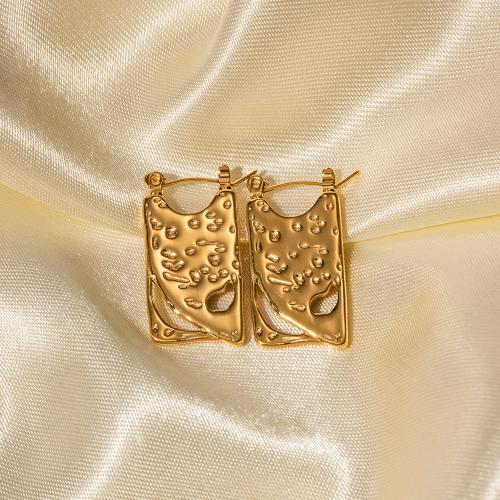 Stainless Steel Lever Terug Earring, 304 roestvrij staal, 18K verguld, mode sieraden & voor vrouw, gouden, 27.70x14.30mm, Verkocht door pair