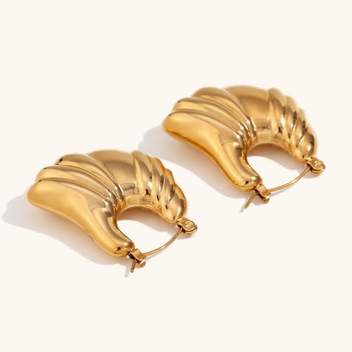 Stainless Steel Lever Terug Earring, 316L roestvrij staal, 18K verguld, mode sieraden & voor vrouw, gouden, 30.50x29.30mm, Verkocht door pair