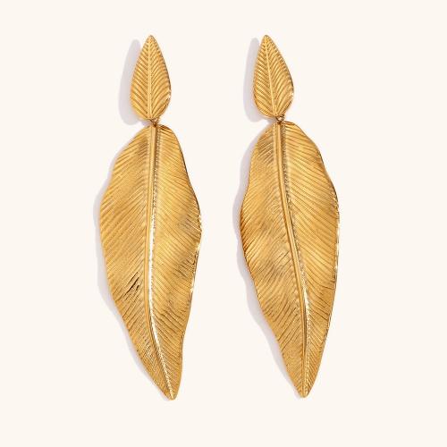 Stainless Steel Drop Earring 316L Stainless Steel 18K gold plated fashion jewelry & for woman golden Sold By Pair