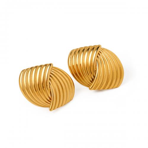 Stainless Steel Stud Earrings 304 Stainless Steel 18K gold plated fashion jewelry & for woman golden Sold By Pair