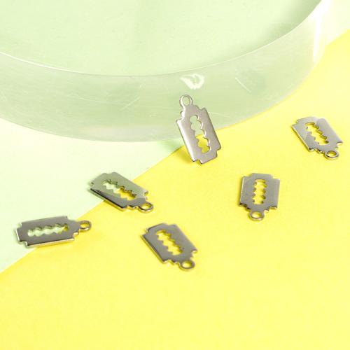 Nerūdijančio plieno papuošalai Pakabukai, 304 Nerūdijantis plienas, Skustuvo amenimis, Pasidaryk pats, Originali spalva, 7x13mm, Skylė:Apytiksliai 3mm, Pardavė PC