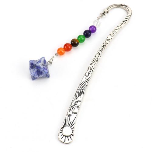 Zinklegering Bookmark, Zinc Alloy, met Natuursteen, Acht Point Star, silver plated, verschillende materialen voor de keuze & uniseks, meer kleuren voor de keuze, nikkel, lood en cadmium vrij, 120mm, Verkocht door PC