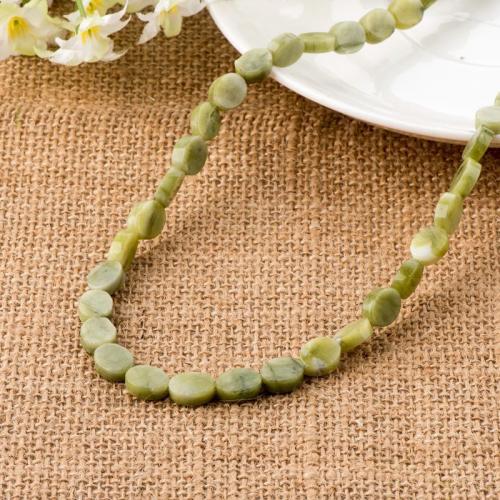 Grânulos de gemstone jóias, Pedra natural, Oval, DIY, verde, 8x10mm, Aprox 37PCs/Strand, vendido por Strand