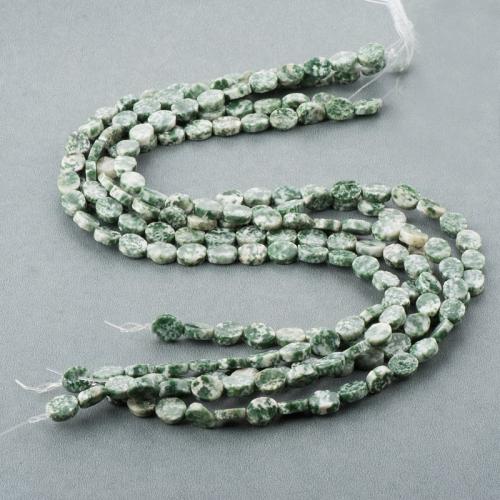 Green Spot Kamene perle, Green Spot Stone, Oval, možete DIY, zelen, 8x10mm, Približno 37računala/Strand, Prodano By Strand